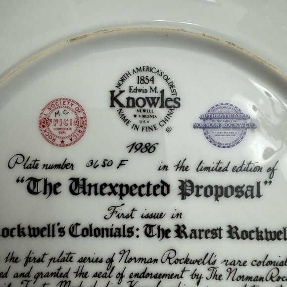 Norman Rockwell’s “The Unexpected Proposal” Collector’s Plate - Picture 6 of 7